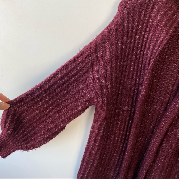 TRULY MADLY DEEPLY Ava Maroon Chunky Cardigan Small Oversized Balloon Sleeve - Picture 5 of 11
